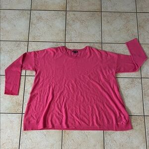 Eileen Fisher Cherry Pink Tencel Knit Long Sleeve Sweater Round Neck Boxy, Sz XL